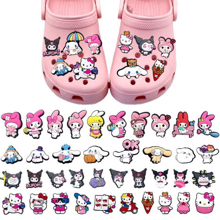 Hot 1PCS Sanrio Character Collection Jibz DIY Croc Clogs Pins PVC Shoe ...