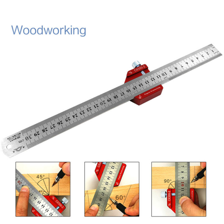 เครื่องมือลงชื่อในงานไม้อุปกรณ์คัดลอกไม้บรรทัดเหล็กสำหรับการวัดงานไม้ช่างไม้ช่างไม้มุมแบบมืออาชีพ