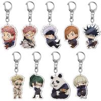 Anime Jujutsu Kaisen Key Chain Acrylic Cartoon Figure Yuji Itadori Kugisaki Nobara keychains Metal Holder Key Ring Jewelry Gifts Key Chains