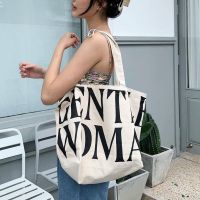 COD DSFGERERERER GENTLE WOMAN Casual Tote Bag Canvas Beige INS Large Capacity Shoulder Bag