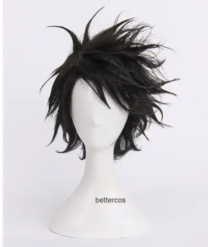 Anime Death Note L Cos Wig L.Lawliet Heat Resistant Black Fluffy Layered  Hair Pelucas Cosplay Costume Hair Wig + Wig Cap