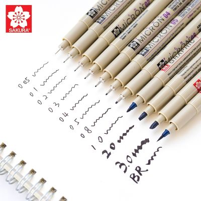 SAKURA PIGMA Micron Pens Needle Tip 003 005 01 02 03 04 05 08 Brush Fine Liner Sketching Drawing Markers Japanese Stationery