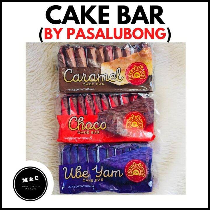 CAKE BAR by PASALUBONG (CARAMEL CHOCO UBE YAM) PACK OF 10 pcs SNACK BAR