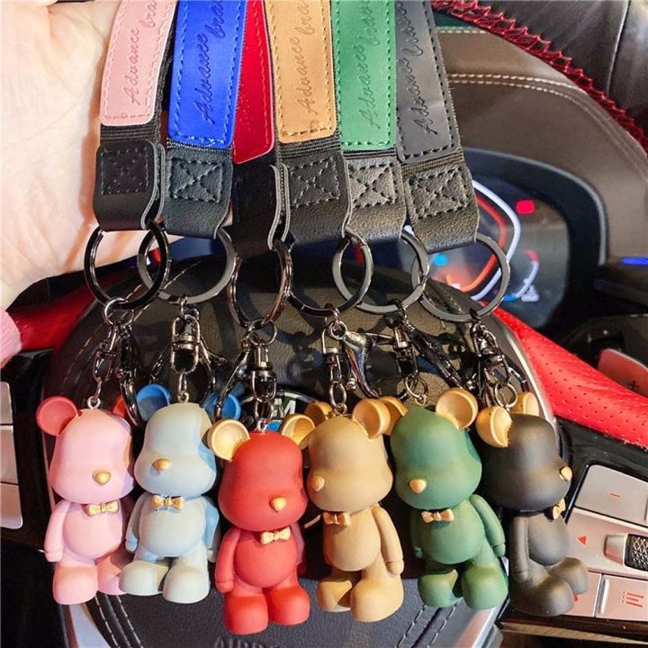 Bag Charms Leather Lanyard Bear Keychain Animal Key Ring Bow Tie Bear  Keychain
