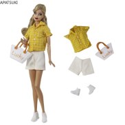 Yellow Fashion Outfits For Barbie Doll Clothes Set Blouse Shirt Shorts