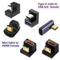 360 Degree U-shaped Mini HDMI Type-C Adapter USB3.2 Adapter Type-c Extension HDMI Converter HD 2.1V8K 60Hz For Portable monitor