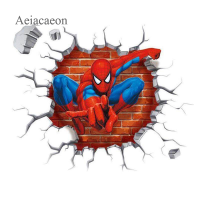 Aeiac ห้องเด็ก 3D สามมิติ S pider Man ผนังสติ๊กเกอร์