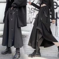 COD ■⊕ imoq55 store ❤️TThouse❤️【Ready Stock】High Waist Splicing Buckle Irregular Gothic Skirt Harajuku Punk Style Skirts Black Streetwear Freely Adjustable Gothic Skirt Skirt Berlipat Pinggang Tinggi女士百褶半身裙设计感黑色半身裙