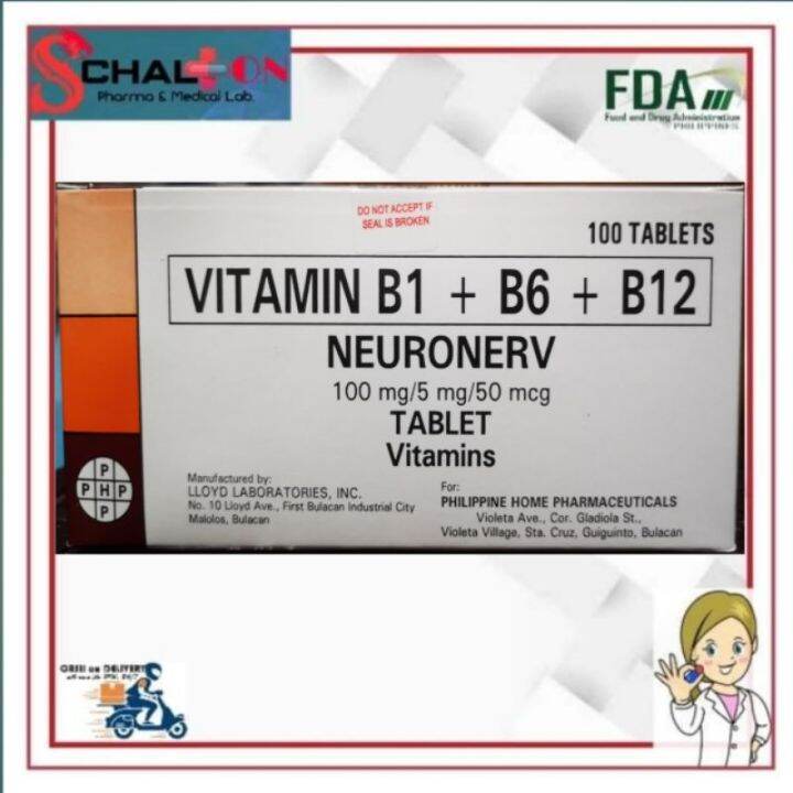 NEURONERV VITAMIN B1 B6 B12100 mg/5 mg /50 mcg Tablet by 100s Lazada PH