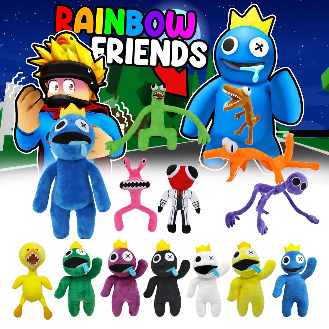 Rainbow Friends Plush Toy Cartoon Game Character Doll Kawaii Blue Monster  Soft Stuffed Animal Toys for Children Christmas Gifts 