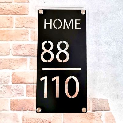 ป้ายบ้านเลขที่, ป้ายสแตนเลสพ่นสีดำ ขนาด 15*30 cm, ป้ายสแตนเลส ,House Number, Modern Style