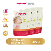 Combo 3 túi bọt tắm gội 200ml Mamamy thiên nhiên ngừa hăm dưỡng ẩm