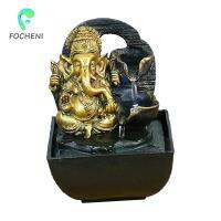 รูปปั้น Focheni Ganesha น้ำพุตั้งโต๊ะของสะสมน้ำตกหินเรซิน