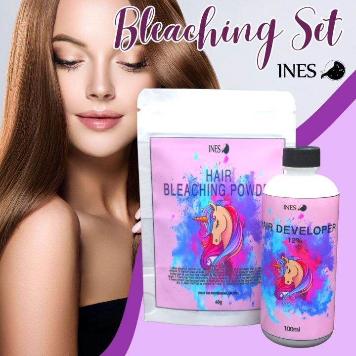 INES BLEACHING SET (1 HAIR DEVELOPER & 1 BLEACHING POWDER), Oxidizing