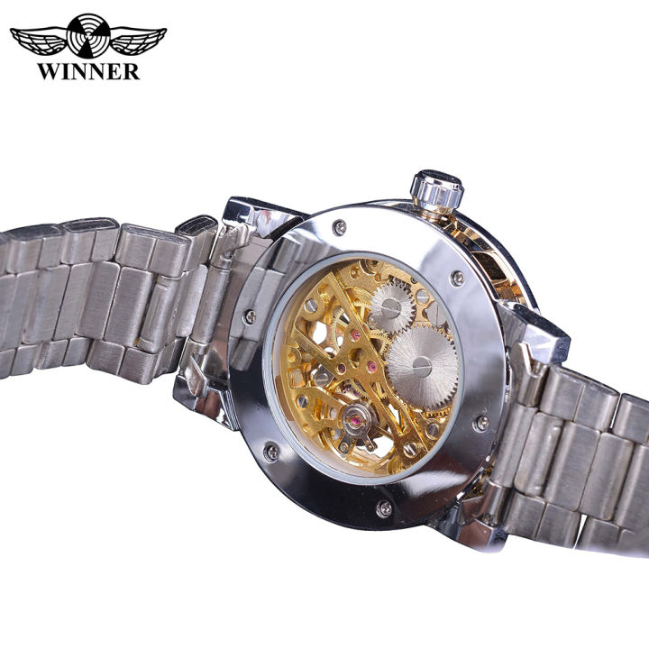 forsining-แฟชั่นทองเงิน-skeleton-นาฬิกากลไกสแตนเลสนาฬิกาส่องสว่างผู้ชายกีฬานาฬิกาข้อมือธุรกิจ