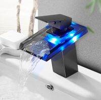 【CW】 Basin Faucet Temperature Colors Change  Mixer Mounted Sink Glass Taps