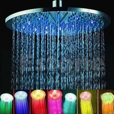Stainless Steel 8" inch RGB LED Light Rain Shower Head Bathroom Dls HOmeful