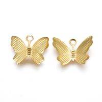 BeeBeecraft 100pcs Iron Charms Butterfly Golden 10.8x13.2x0.3mm Hole: 1.5mm for Pendants Necklace Jewelry DIY Craft Making