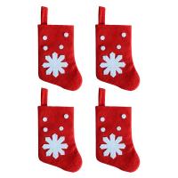 Snowflake Tableware Bag Cotton Cloth Sock Tableware Decoration 4pcs Mini Christmas Sock Creative For Party Tree Dinner Table Socks Tights