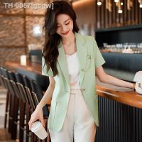 ♟✉❒ gsgw Blazers formais elegantes para mulheres jaquetas verdes outwear profissional OL tops de sobretudo roupas blaser estilos verão