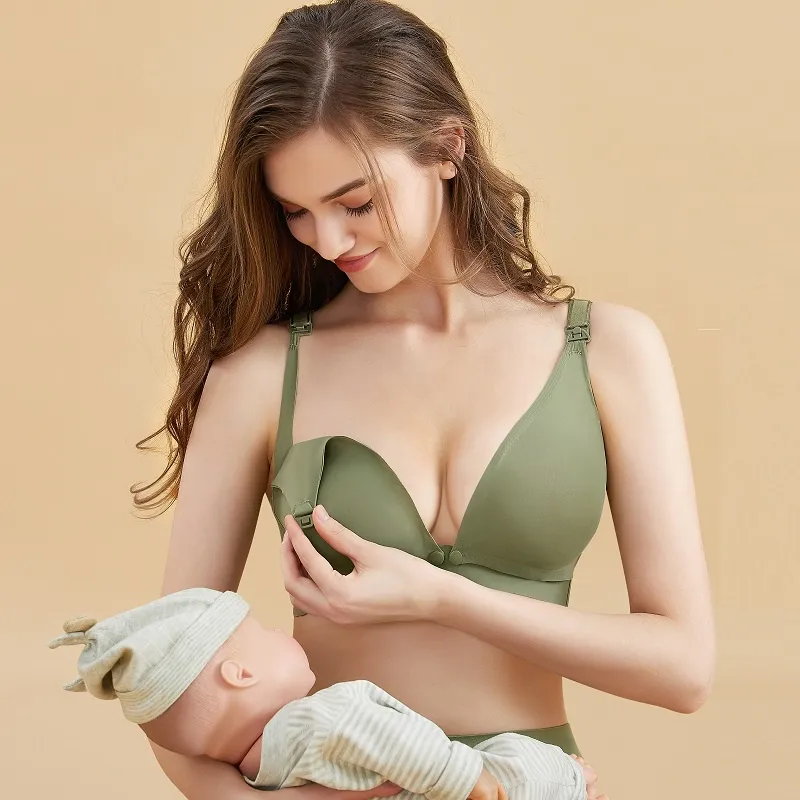 Nursing Bra With Front Open Button, Comfortable Breastfeeding Bra For  Pregnant And Nursing Women