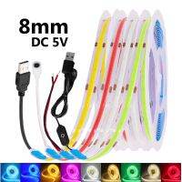 DC 5V USB COB LED Strip Lights 8mm 320LEDs/m High Density Flexible Linear Tape Light Warm White Red Blue RA 90 Home Decor Lamp LED Strip Lighting