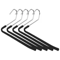 Open End Trouser Hangers Slack Pant Hanger with Non-Slip Foam Coated Black 5-Pack