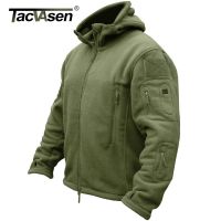 TACVASEN Winter Hooded Fleece Jackets Mens Zipper Pockets Tactical Work Jacket Thermal Autumn Outerwear Outdoor Hiking Warm Coat