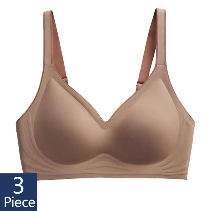 2021Plus Size Bras For Women 3pcs Latex Bra Seamless Bras For Women Underwear BH Push Up Bralette With Pad Vest Top Wireless BH Bra