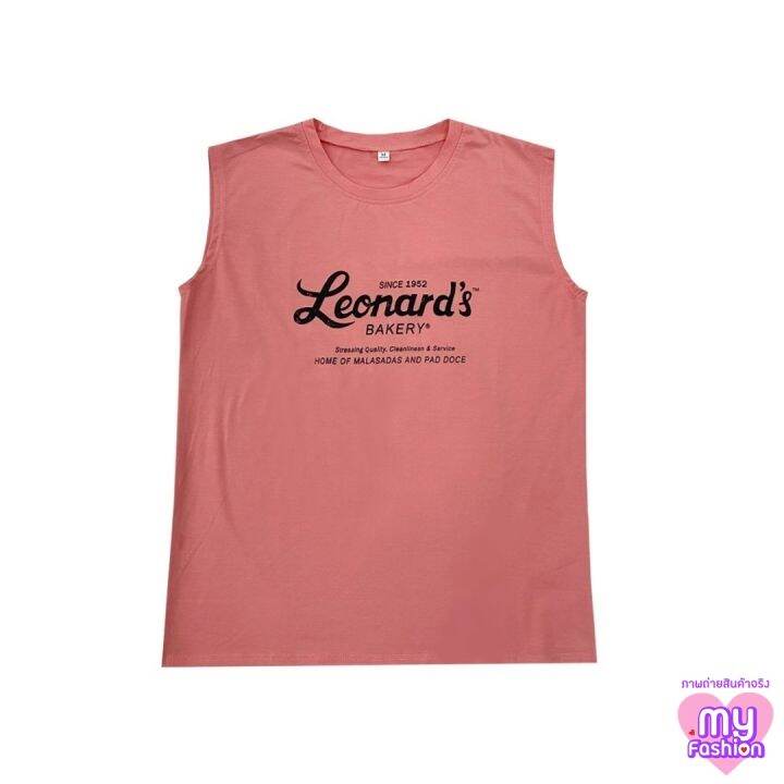 myf-มาใหม่-เสื้อยืดแขนสุด-สกรีนลาย-leonards-สีชมพู-มีไซส์