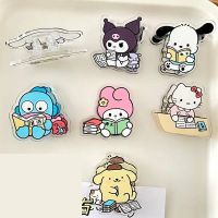 Anime Sanrio Kawaii Cartoon Acrylic Paper Clip Decorative Bookmark Binder Clips Mymelody Kuromi Cinnamoroll Pom Pom Purin Pochacco kids stationery gift