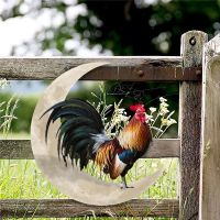 Moon Rooster Wall Decor Metal Wall Hanging Sign Unique Durable Wall Arts Pendant for Outdoor Indoor Home Wall Decoration