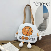 Cute Biscuit-themed Bag For Children Canvas Crossbody Bag For Kids Large Capacity Crossbody Bag Canvas Bag For Children Cute Cartoon Biscuit Shoulder Bag