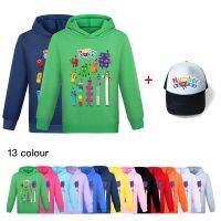 New Spring Autumn Number Blocks Hoodies Cartoon Boys Girls Long Sleeve Sweatshirts Children Casual Hood Tops Hat 2-16 Yeas