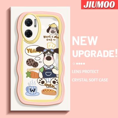 JIUMOO เคสสำหรับ Xiaomi MI Xiaomi MI Redmi 10 5G Note 11E 5G Redmi 11 Prime เคสการ์ตูนทำอาหารสุนัขแฟชั่นครีมลายคลื่นขอบดีไซน์ใหม่เคสโทรศัพท์แบบใสน่ารักเลนส์กล้องถ่ายรูปเคสป้องกันซิลิโคนเคสใสกันกระแทก