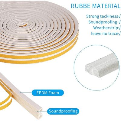 Practical Weather Stripping Door Seal Strip Front Window Frame Foam Adhesive Rubber Soundproof  2 Rolls Total Length 20M Decorative Door Stops