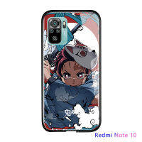 UCUCเคสมือถือ เคสโทรศัพท์ เคสXiaomi Redmi Note 10S Redmi Note10S กันกระแทกผู้หญิง Anime Demon Slayer เคสโทรศัพท์ Kimetsu ไม่มี Yaiba Tanjirou Nezuko Glossy กระจกเทมเปอร์ปลอก