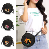 Ladies Small Round Bag Fashion Messenger Shoulder Bag Cute Cartoon Cat Cartoon Print Series Wallet Ladies Harajuku Storage Bags