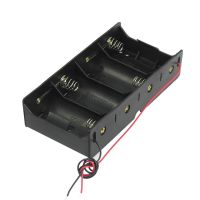 Black 4 x 1.5V D Battery Holder Storage Case Box w Wire Leads