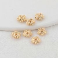 20PCS 7.5MM 14K Gold Color Plated Brass Flower Beads Flat Bracelet Beads High Quality Diy Jewelry Accessories Beads