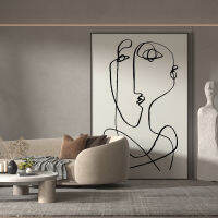 ภาพแอบสแตรกต์ของ Picasso สีดำ,ขาว,เทาจิตรกรรมตกแต่งแนวร่างกายมนุษย์,ผนังห้องนั่งเล่นพื้นหลังโซฟาขนาดยักษ์,ภาพวาดแขวนพื้นขนาดใหญ่,A23881จิตรกรรมฝาผนังผ้าใบลายพิมพ์