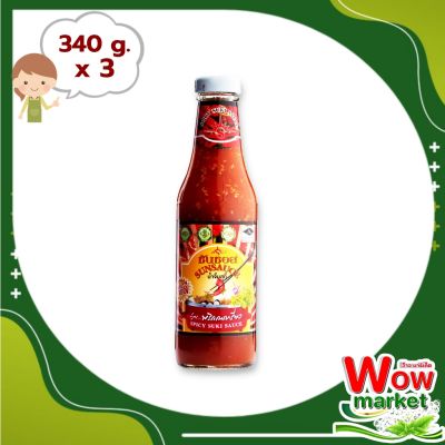 Sunsauce Spicy Suki Sauce 340 g x 3 : ซันซอส น้ำจิ้มสุกี้ สูตรพริกกะเหรี่ยง 340 กรัม x 3 ขวด