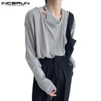 【คุณภาพสูง】Incerun เสื้อแขนยาวลําลองทรงหลวมสีพื้นสําหรับผู้ชาย