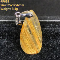 Top Natural Gold Rutilated Quartz Pendant Jewelry For Women Men Silver Beads Luck Wealth Stone Water Drop Crystal Gemstone AAAAA