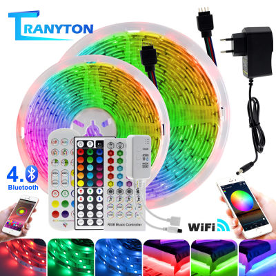Wifi LED Strip 5050 RGB 5M10M15M20M30M DC12V Neon Tape Lamp IRBluetooth Wifi Remote Power Adapter for Home Decoration