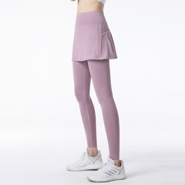 กางเกงโยคะไซส์ใหญ่พิเศษสำหรับผู้หญิง-กางเกงเอวสูงกระโปรงเลกกิ้งเล่นกีฬายิมชุดออกกำลังกายเสื้อผ้าออกกำลังกายติดโลโก้