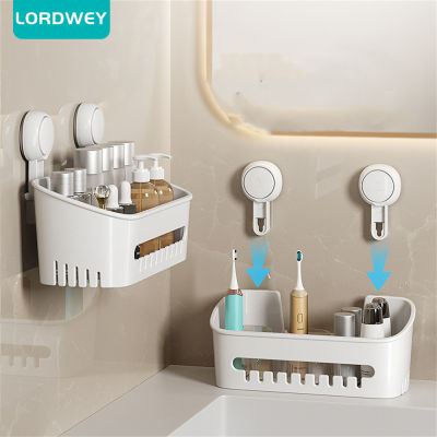 LORDWEY ชั้นเก็บของทรงสี่เหลี่ยมแบบเจาะรูใช้ในถ้วยดูดห้องน้ำของอุปกรณ์ห้องครัวห้องน้ำตะขอแขวนอุปกรณ์