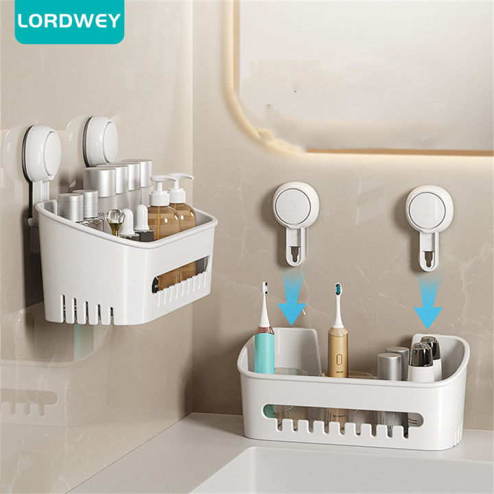 lordwey-ชั้นเก็บของทรงสี่เหลี่ยมแบบเจาะรูใช้ในถ้วยดูดห้องน้ำของอุปกรณ์ห้องครัวห้องน้ำตะขอแขวนอุปกรณ์