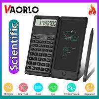 VAORLO เครื่องคิดเลขดิจิตอล2 IN 1พับได้,เครื่องคิดเลขหน้าจอเดสก์ทอป10หลัก LCD พร้อมปุ่มล๊อคขนาด6นิ้วรองรับแผ่นกระดานเขียนสำหรับเด็กปากกาสไตลัสสำหรับโรงเรียนวิทยาลัยธุรกิจสำนักงาน