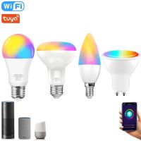 [Super bright bulb] WiFi LED RGB หลอดไฟโคมไฟ E27 E14 GU10 110โวลต์220โวลต์12วัตต์15วัตต์สปอตไล8วัตต์เมจิกวันหยุดแสงห้องห้องนอนตกแต่ง